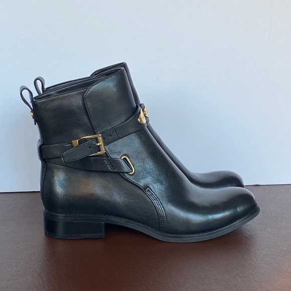 NEW MICHAEL KORS Arlen Ankle Booties Black Leather - Picture 7 of 9